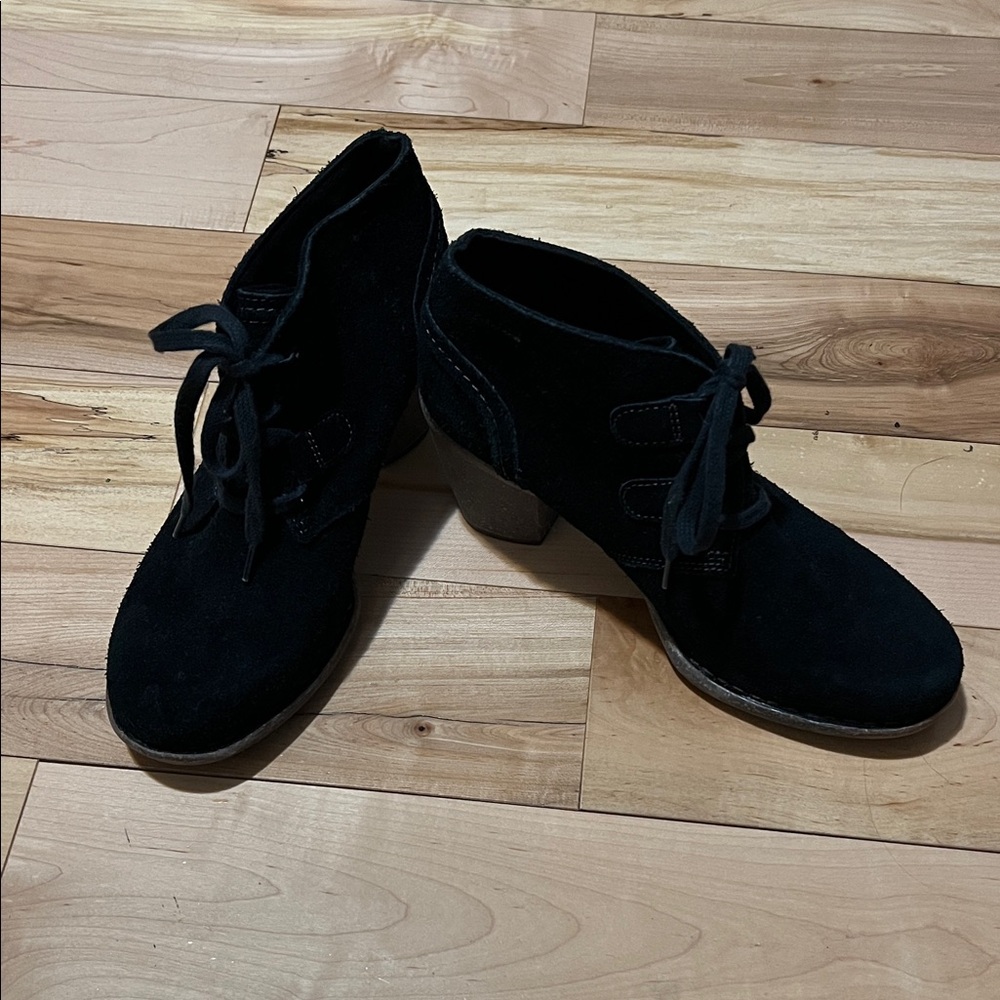 Clarks Black Suede Ankle Booties